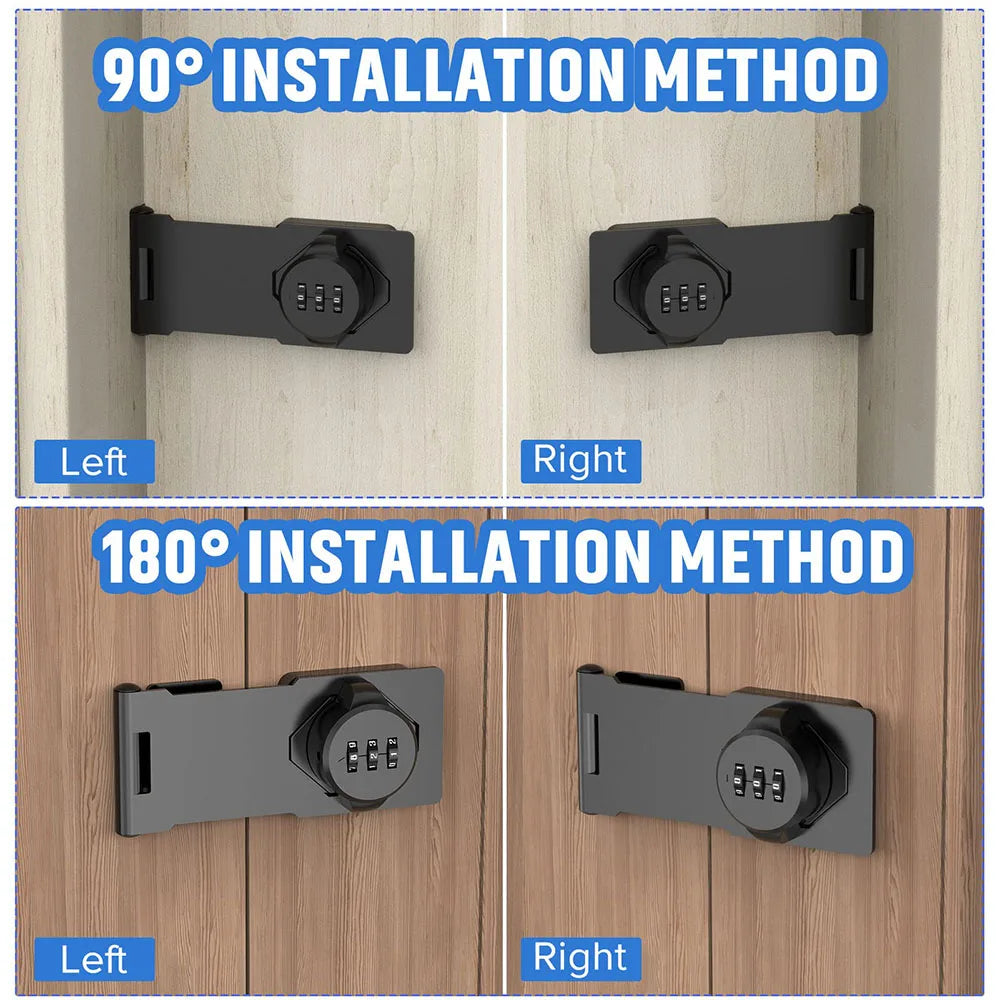 Household Cabinet Password Hasp Locks Cabinet Door Combination Lock Door Security Slide Latch Lock for Small Doors Cabinets Door