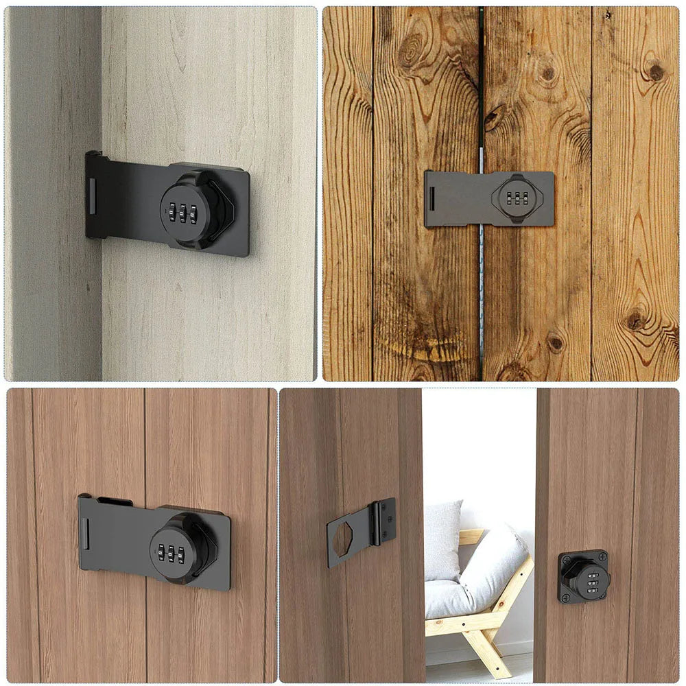 Household Cabinet Password Hasp Locks Cabinet Door Combination Lock Door Security Slide Latch Lock for Small Doors Cabinets Door