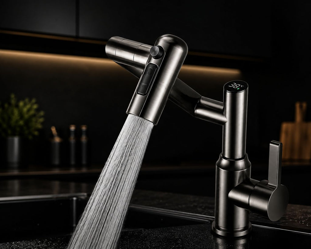 Digital Display LED Basin Faucet 360° Rotation Multi-Function Stream Sprayer Hot Cold Water Sink Mixer Wash Tap for Bathroom