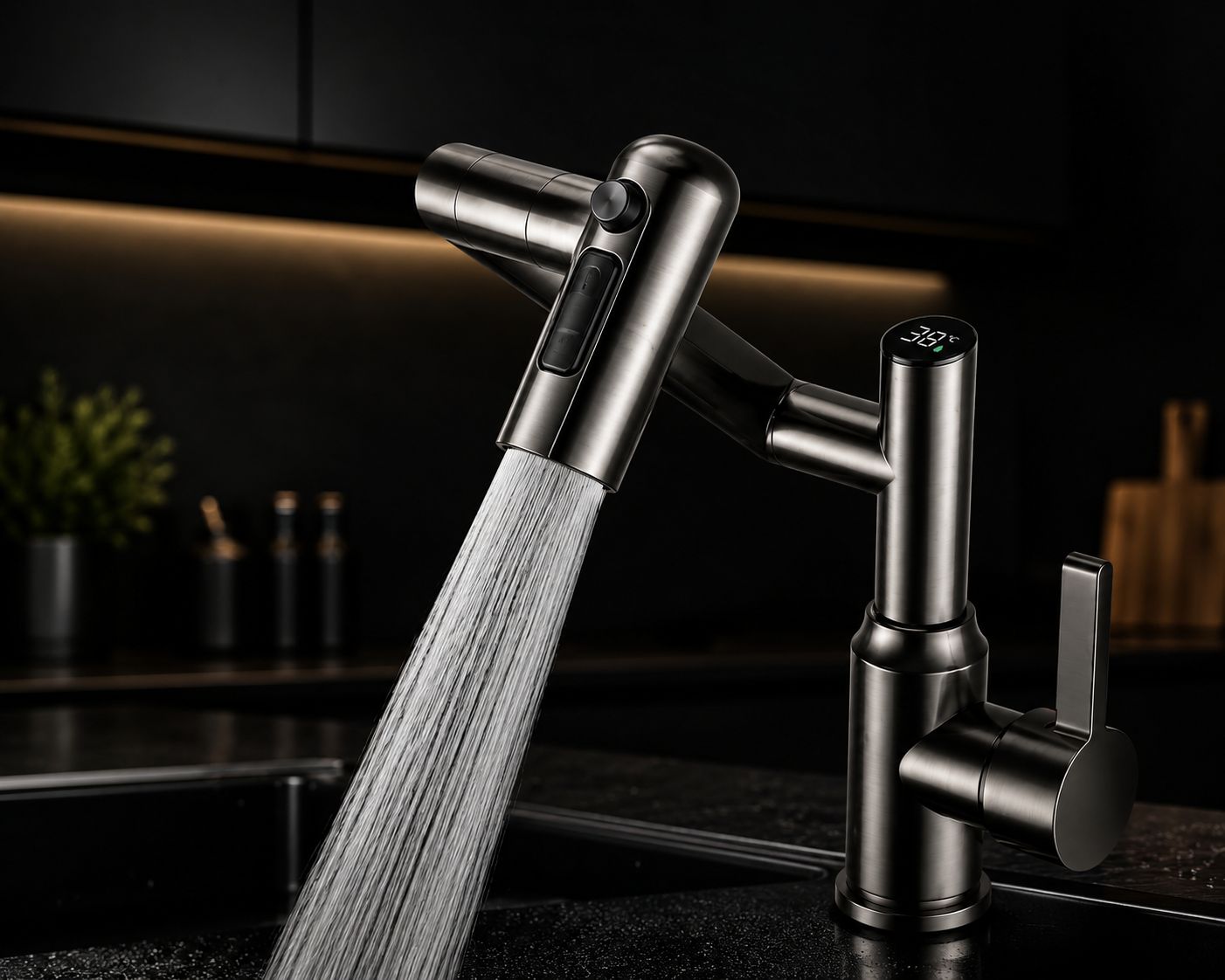 Digital Display LED Basin Faucet 360° Rotation Multi-Function Stream Sprayer Hot Cold Water Sink Mixer Wash Tap for Bathroom