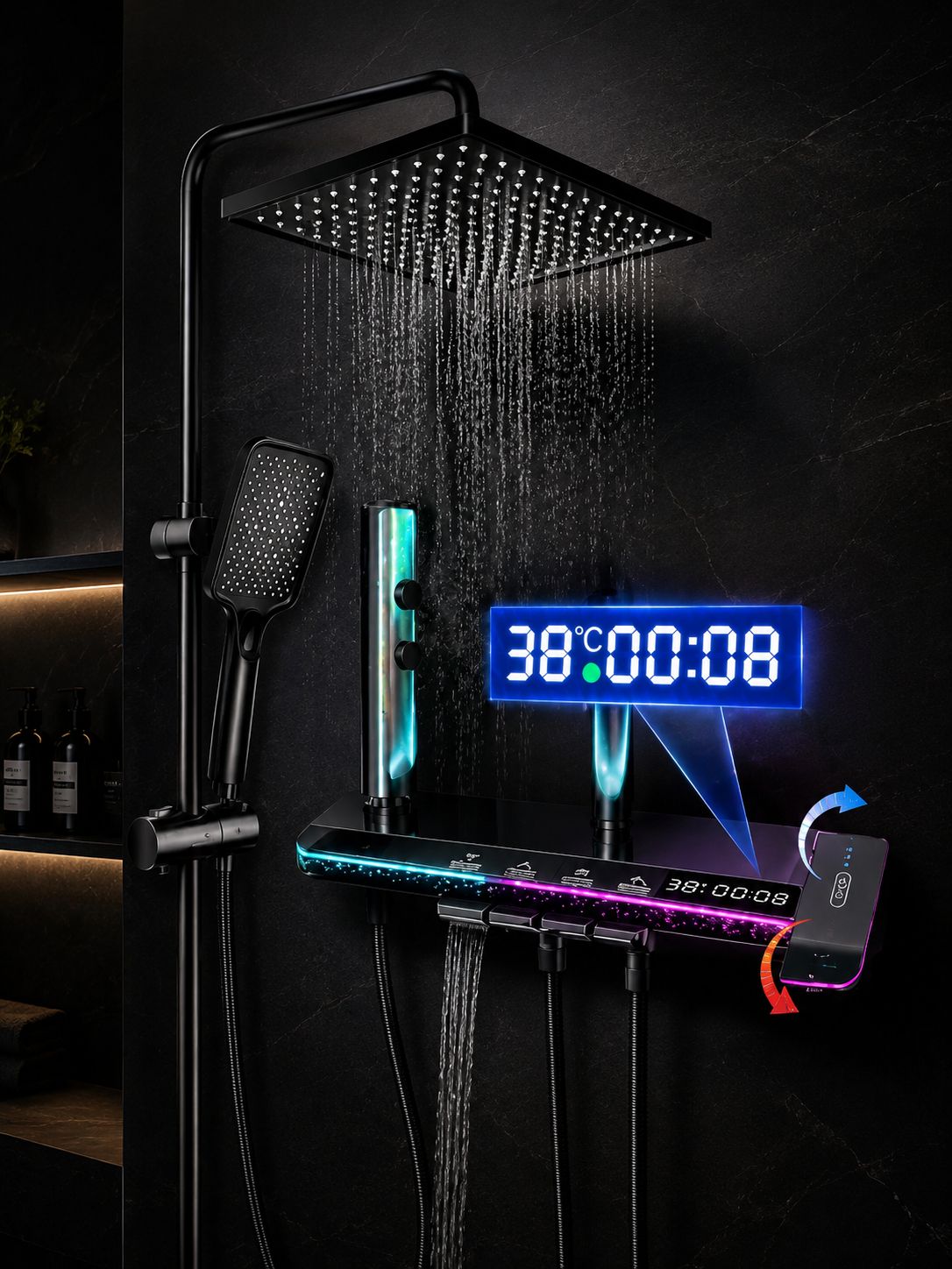 luxury digital led shower set